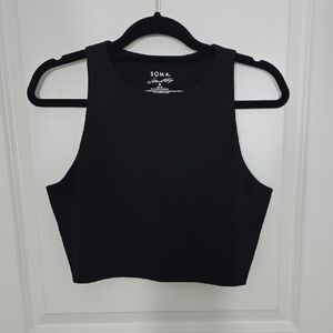 Soma Nonstop Black Athletic Crop Top With Built In Bra Medium Support
